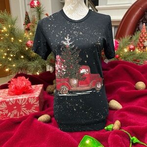 Bella Canvas Black T-Shirt with Red Truck and Tree Design SZ Small- New